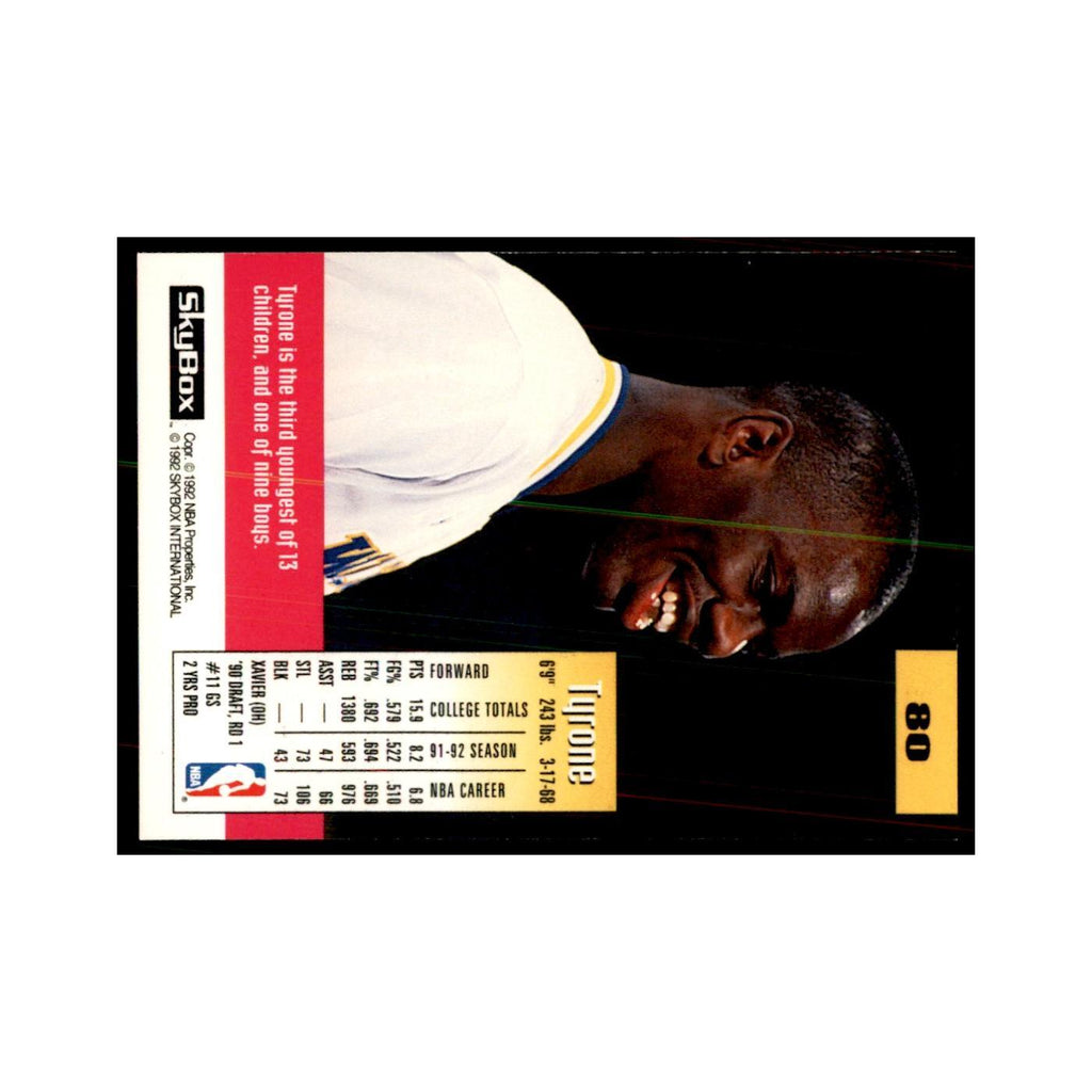 1992 SkyBox Tyrone Hill Basketball Cards #80