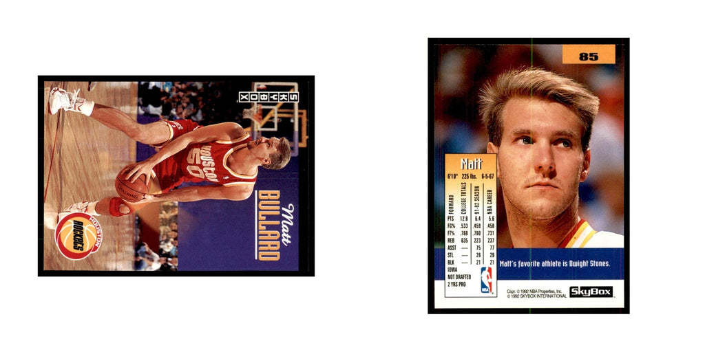1992 SkyBox Matt Bullard Basketball Cards #85