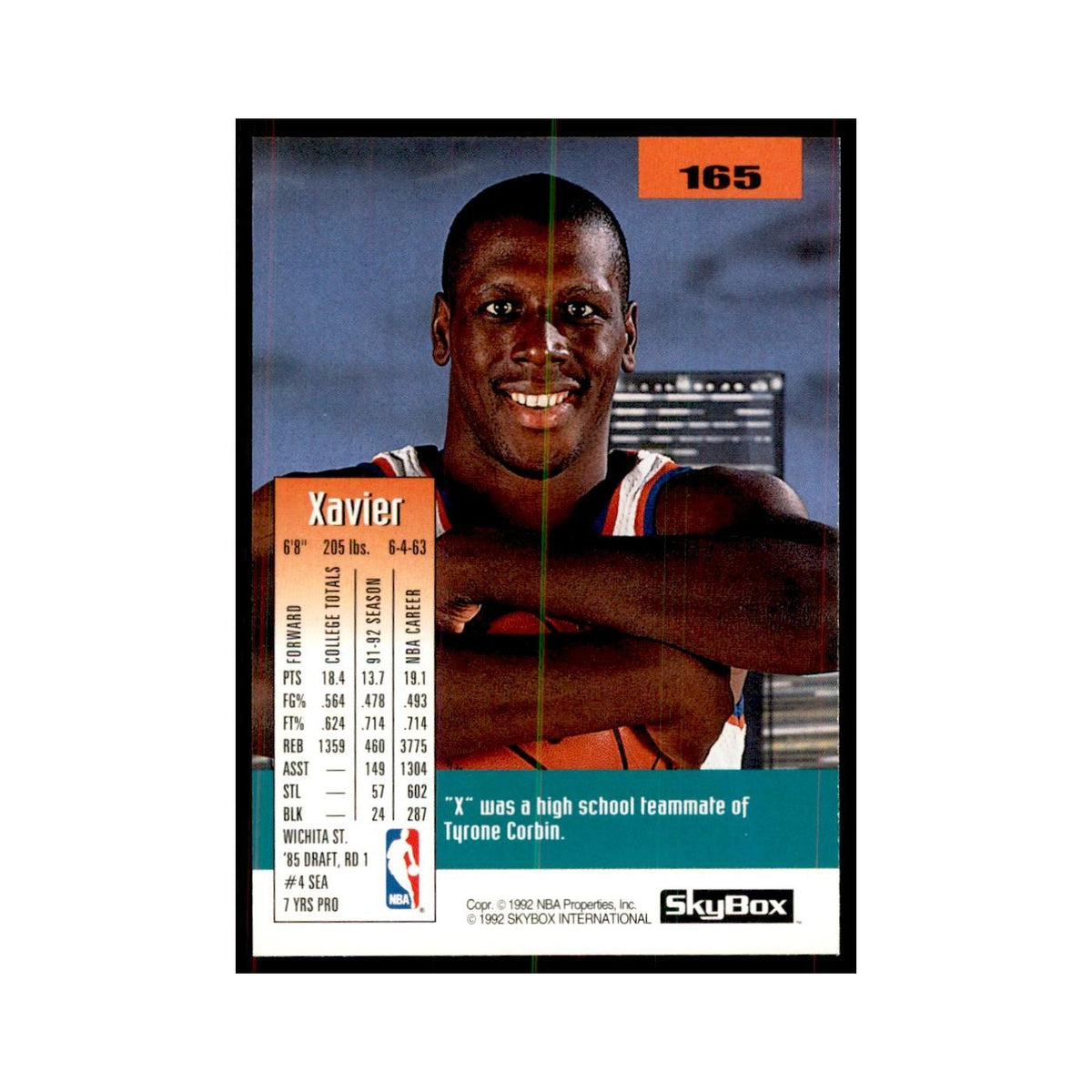 1992 SkyBox Xavier McDaniel Basketball Cards #165