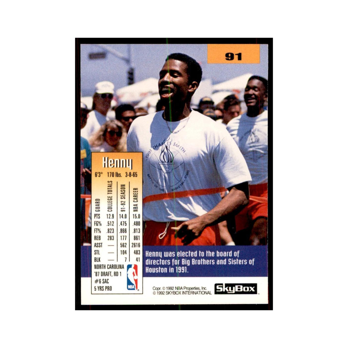 1992 SkyBox Kenny Smith Basketball Cards #91