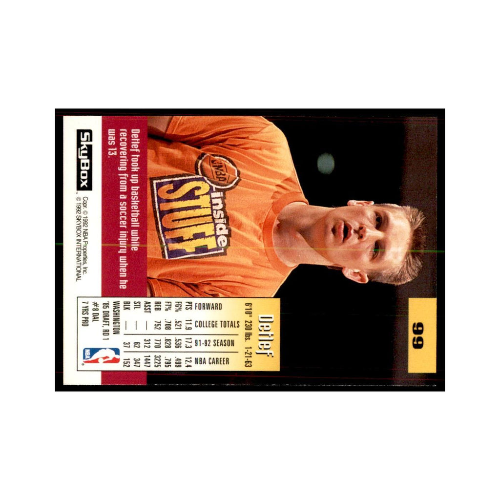 1992 SkyBox Detlef Schrempf Basketball Cards #99