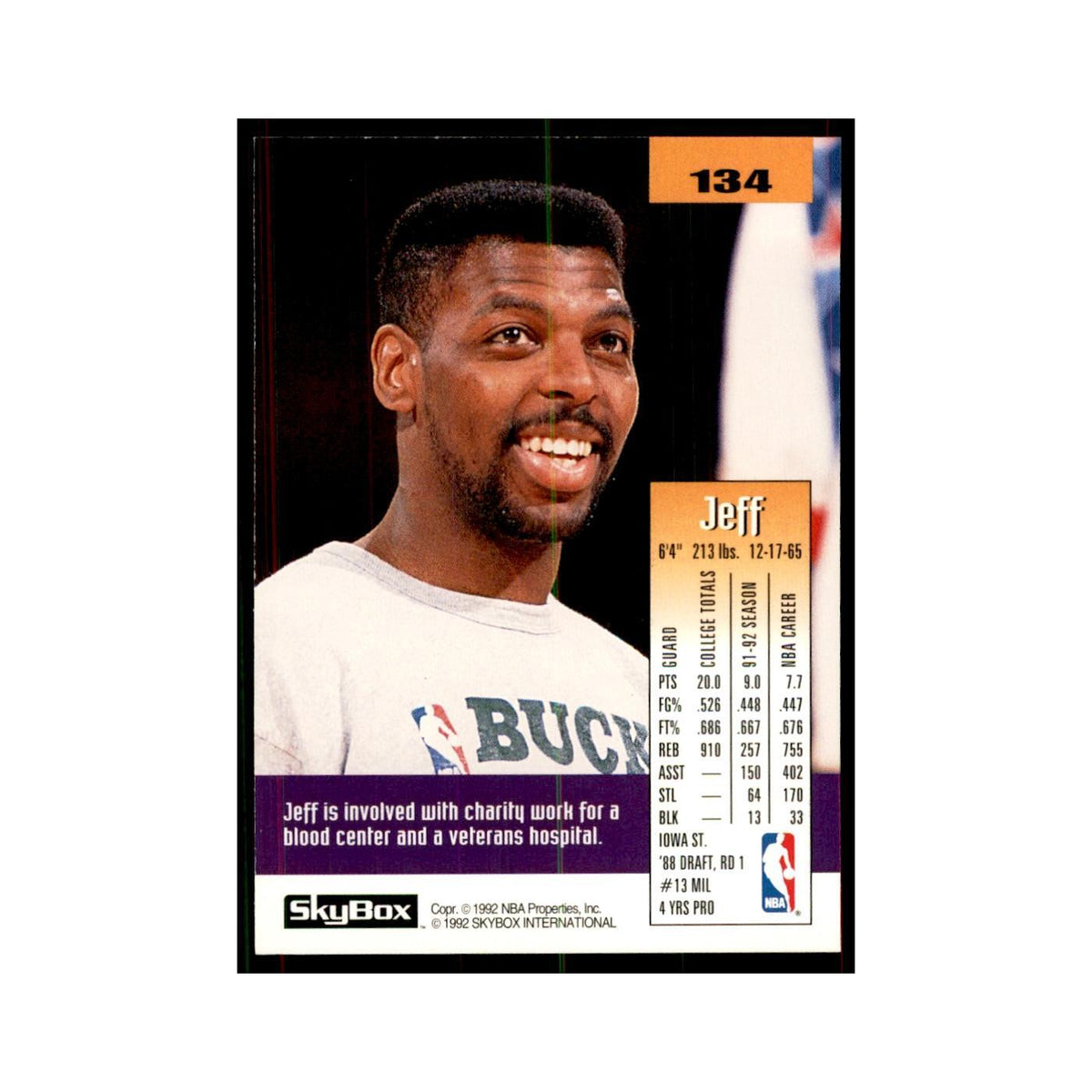 1992 SkyBox Jeff Grayer Basketball Cards #134