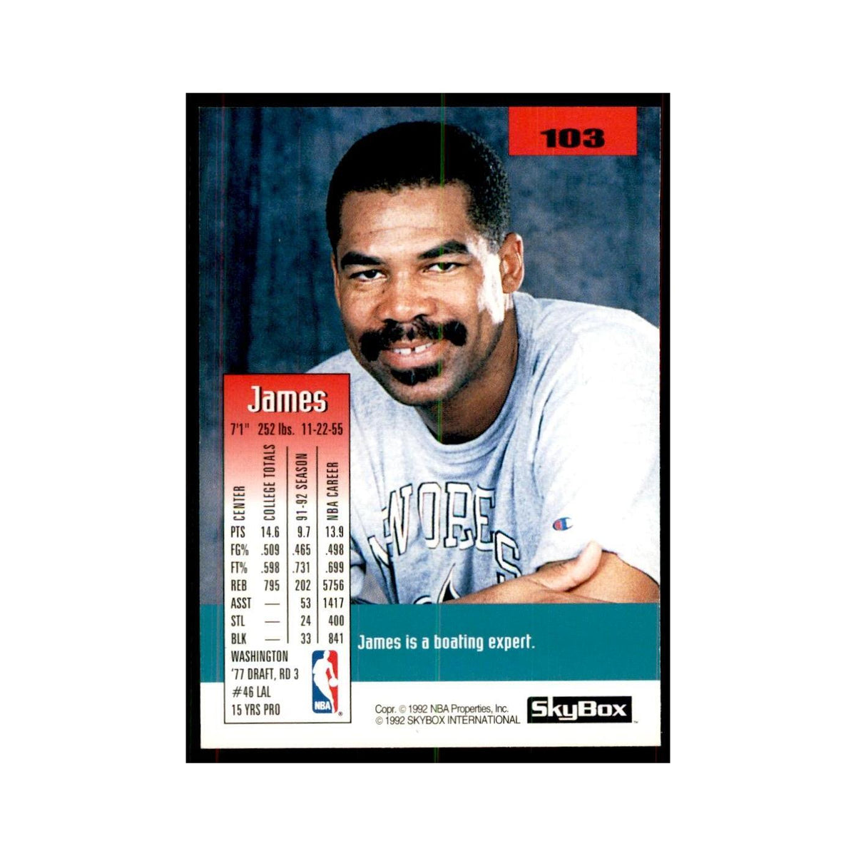 1992 SkyBox James Edwards Basketball Cards #103