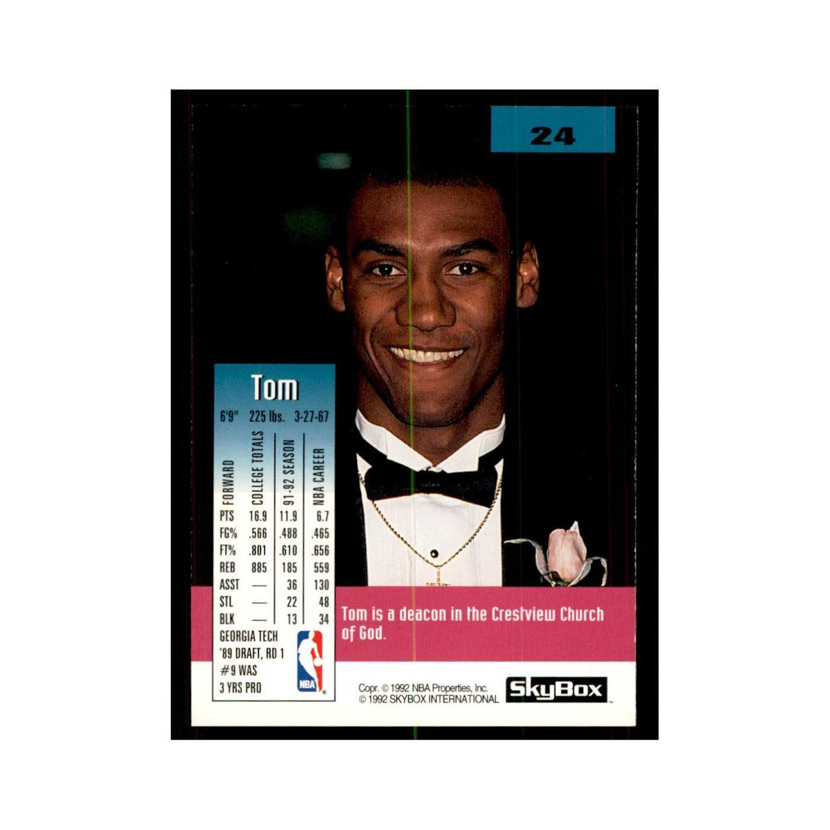 1992 SkyBox Tom Hammonds Basketball Cards #24