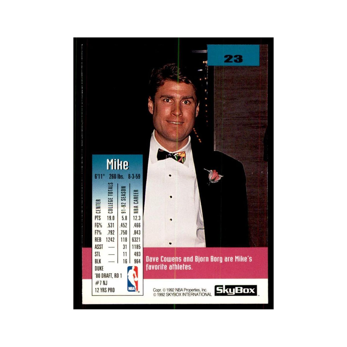 1992 SkyBox Mike Gminski Basketball Cards #23