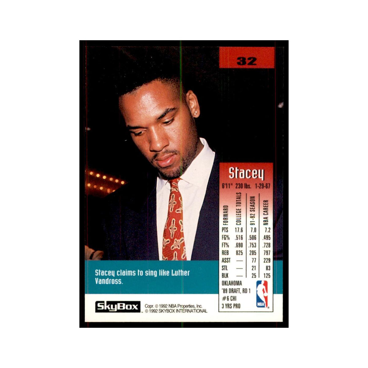 1992 SkyBox Stacey King Basketball Cards #32