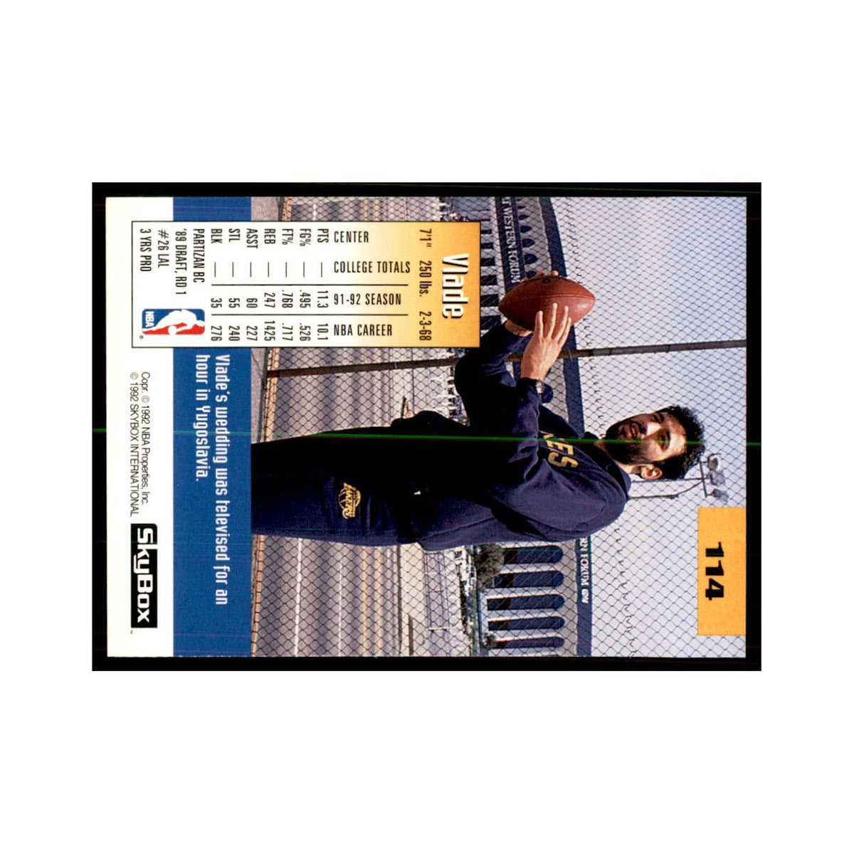 1992 SkyBox Vlade Divac Basketball Cards #114
