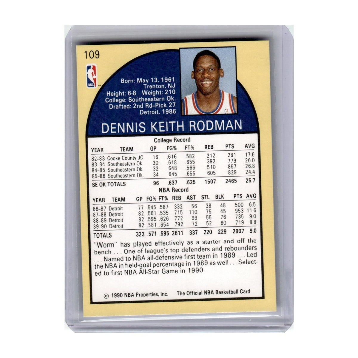 1990 Hoops Dennis Rodman Pistons #109