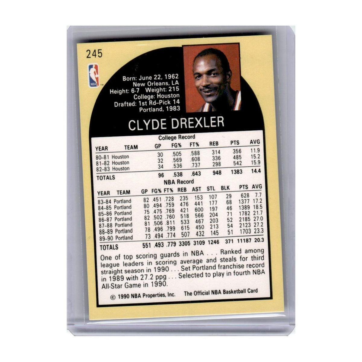1990 Hoops Clyde Drexler Blazers #245