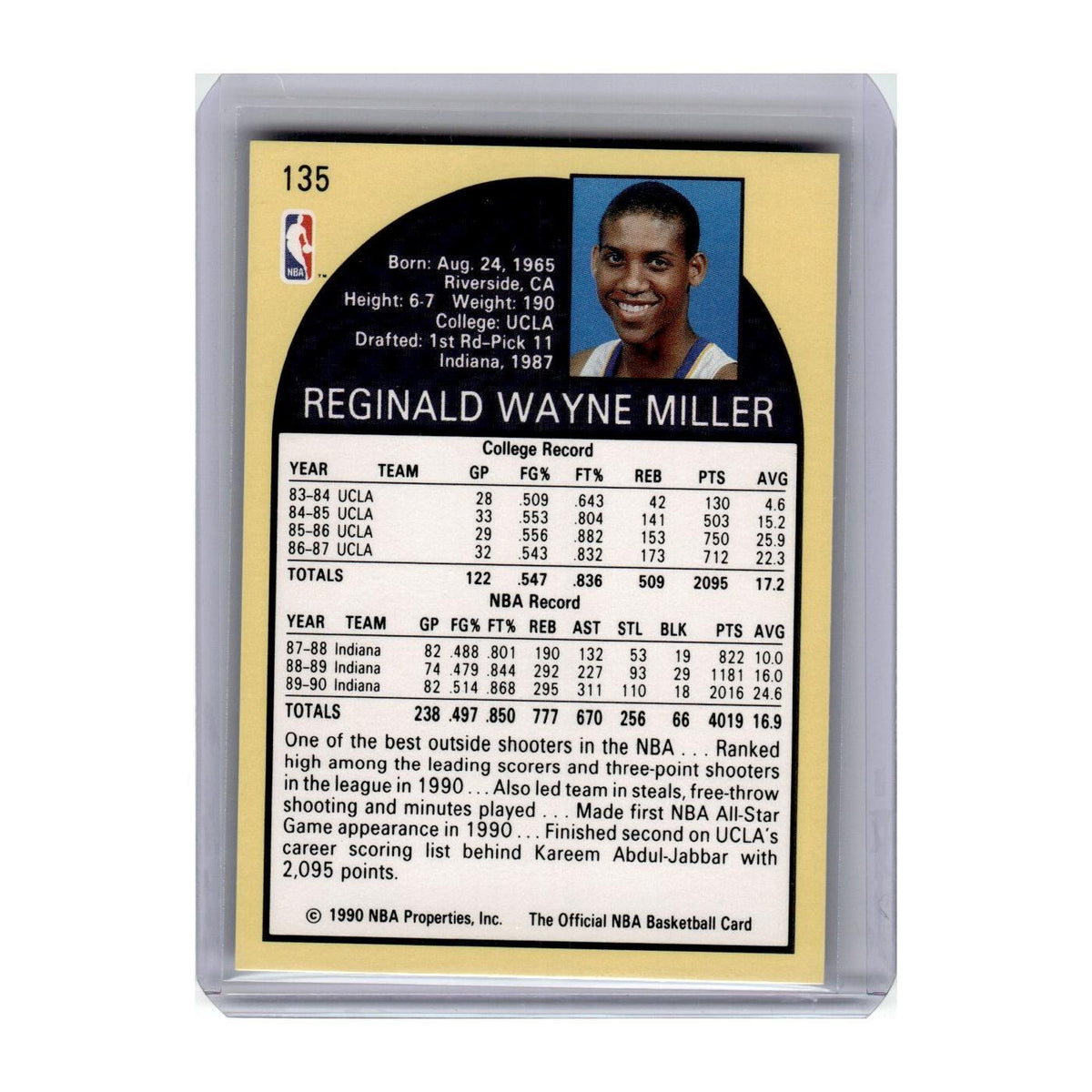1990 Hoops Reggie Miller Pacers #135