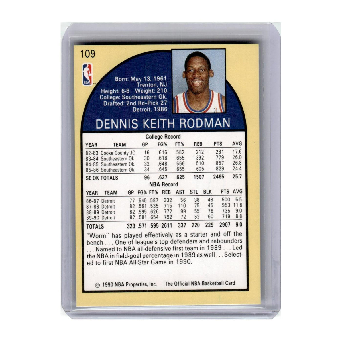 1990 Hoops Dennis Rodman Pistons #109