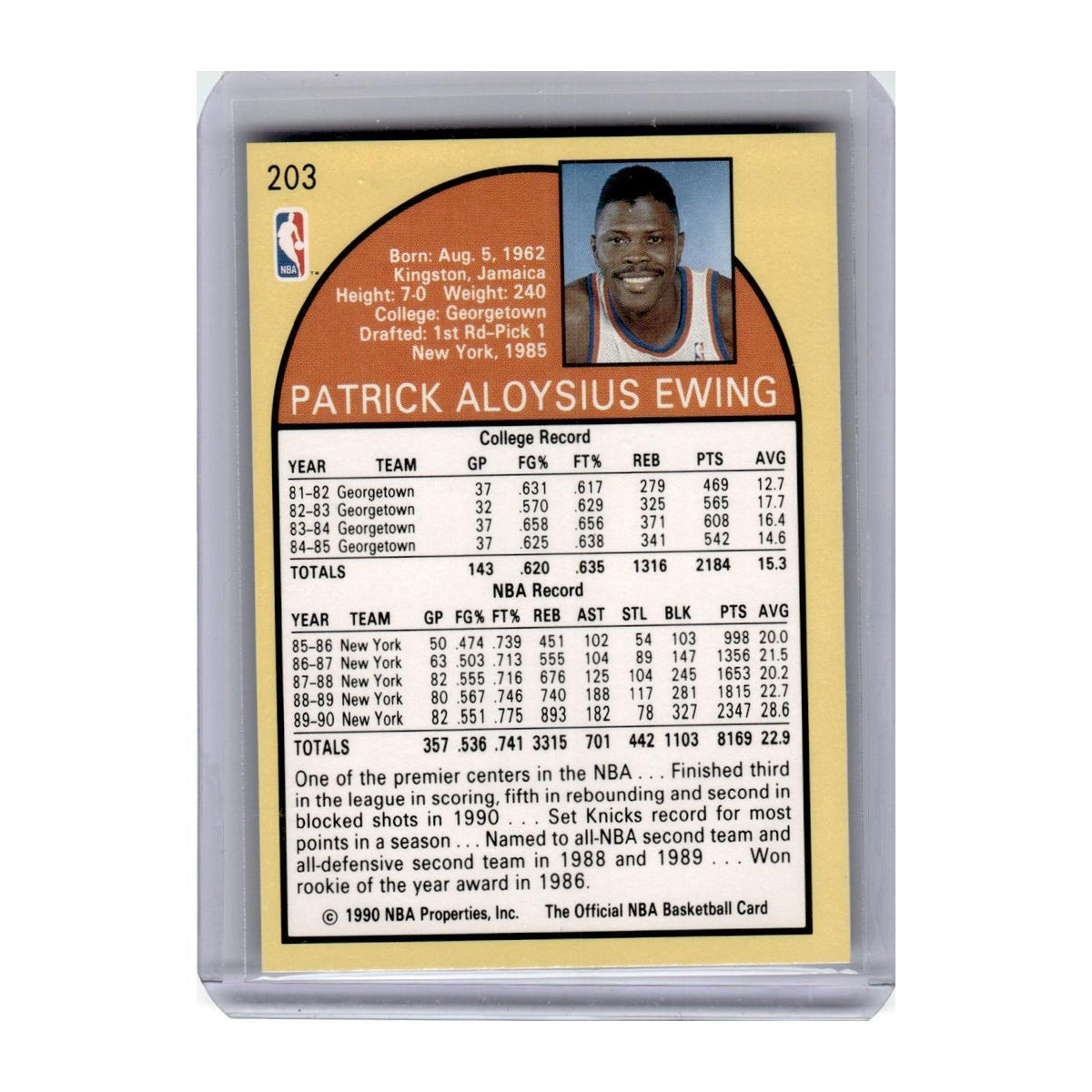 1990 Hoops Patrick Ewing Knicks #203
