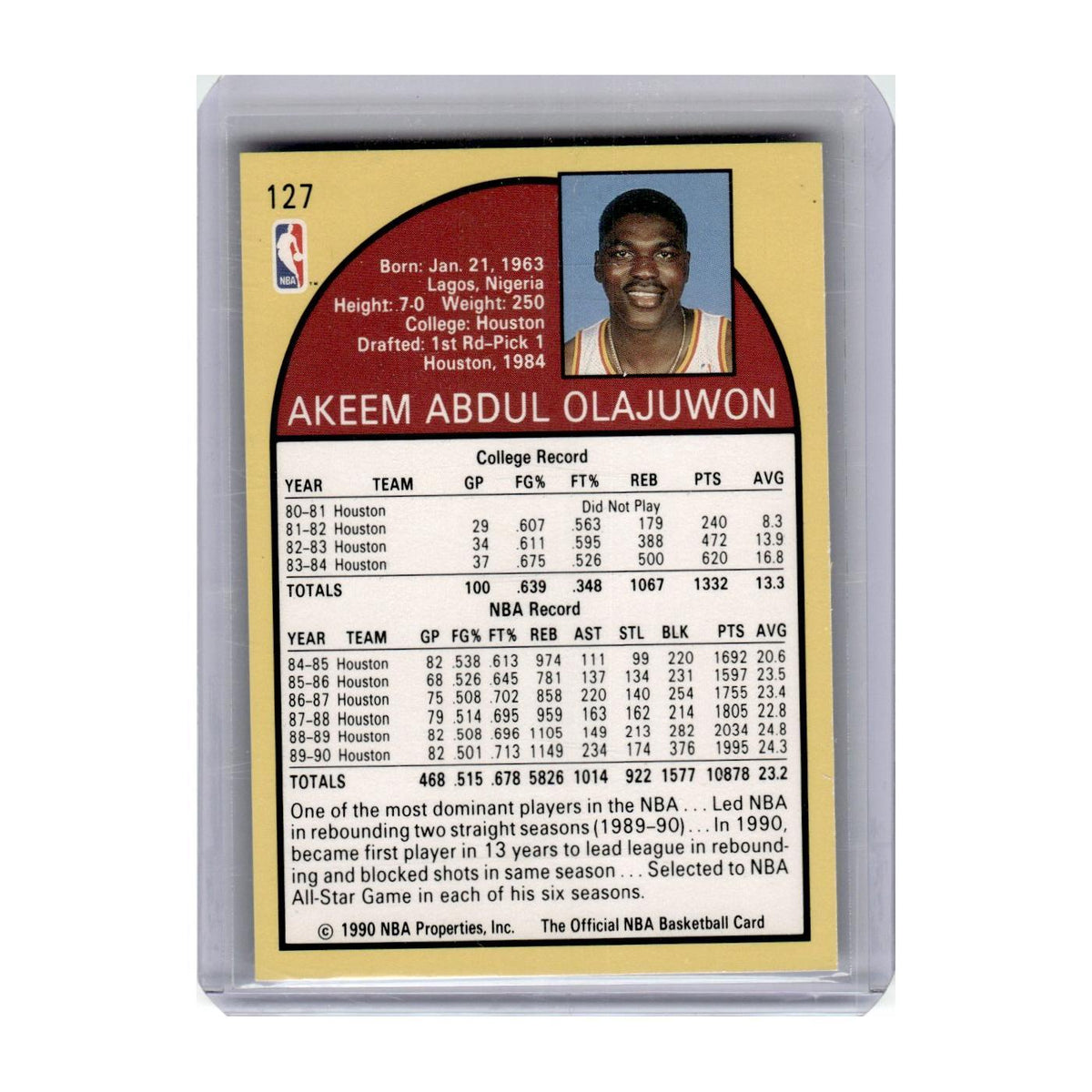 1990 Hoops Akeem Olajuwon Rockets #127