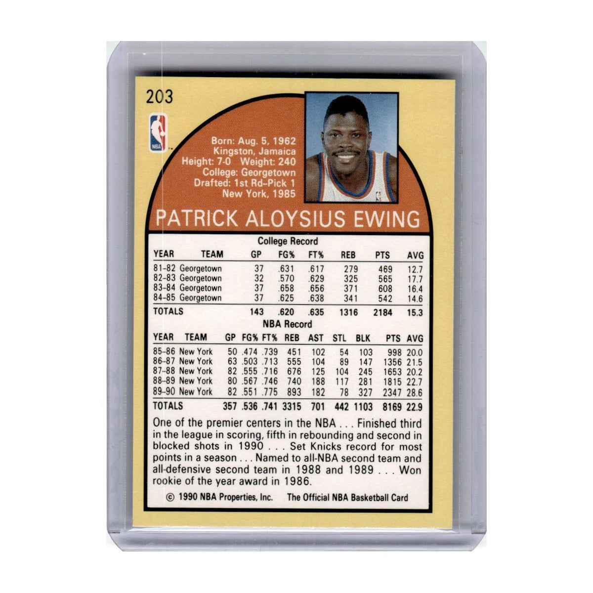 1990 Hoops Patrick Ewing Knicks #203