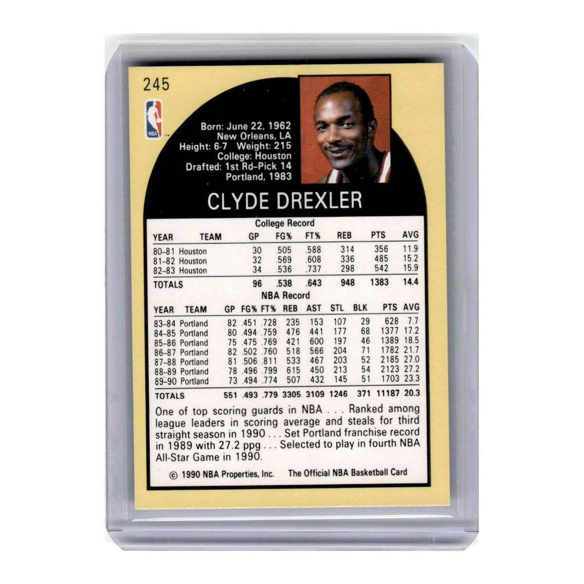 1990 Hoops Clyde Drexler Blazers #245
