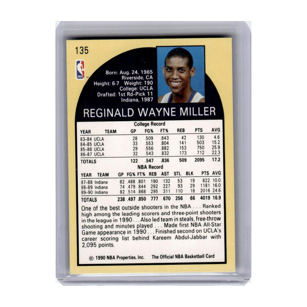 1990 Hoops Reggie Miller Pacers #135