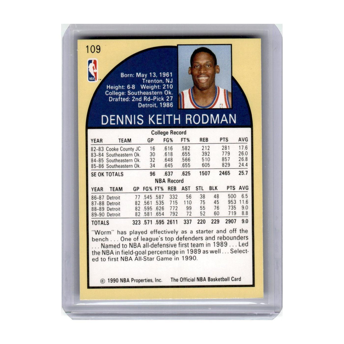 1990 Hoops Dennis Rodman Pistons #109