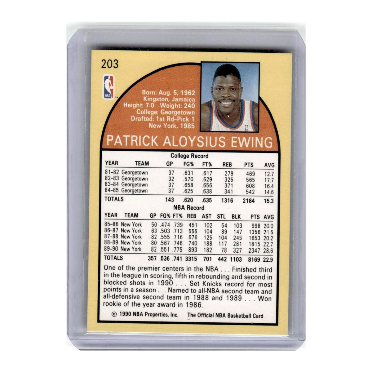 1990 Hoops Patrick Ewing Knicks #203