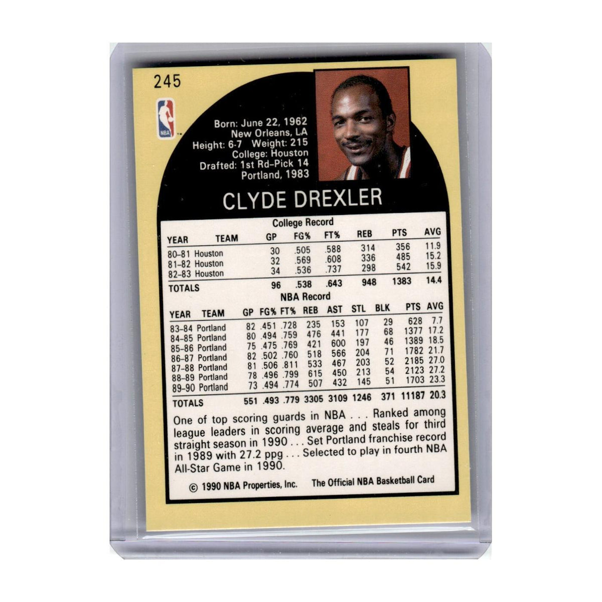 1990 Hoops Clyde Drexler Blazers #245