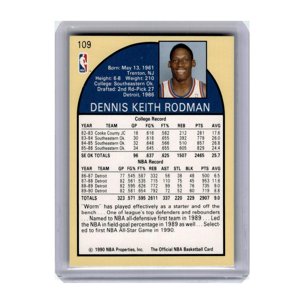 1990 Hoops Dennis Rodman Pistons #109