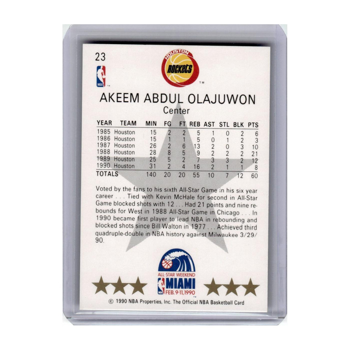 1990 Hoops Akeem Olajuwon Rockets #23