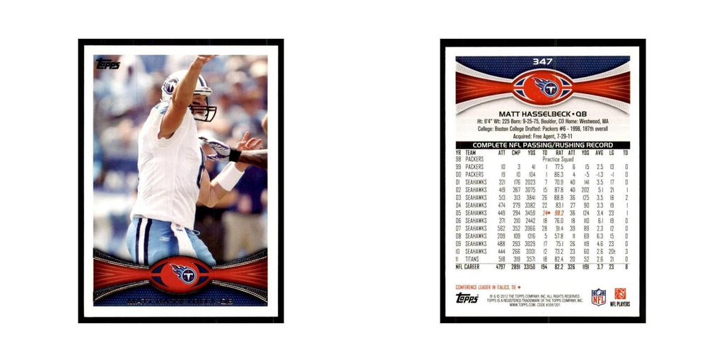 2012 Topps Matt Hasselbeck Football Cards #347