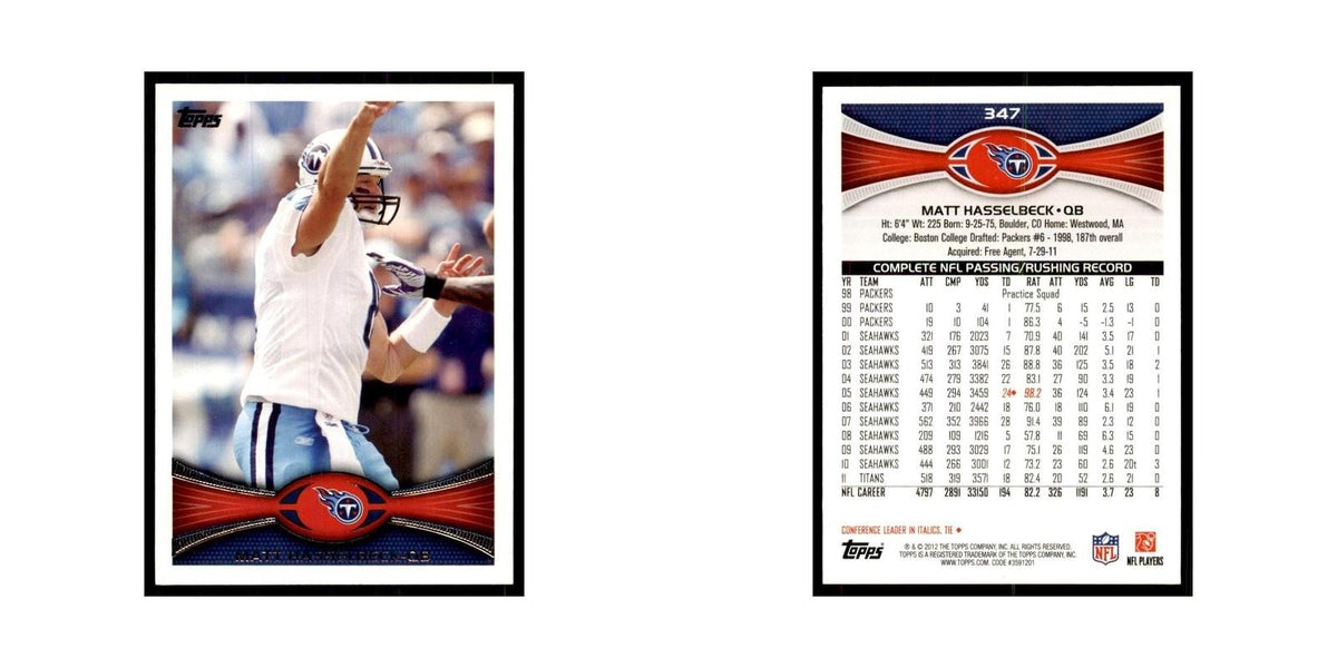 2012 Topps Matt Hasselbeck Football Cards #347
