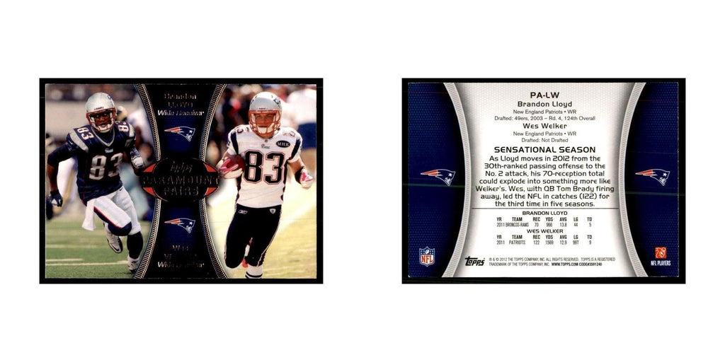 2012 Topps Brandon Lloyd/Wes Welker Football Cards #PA-LW