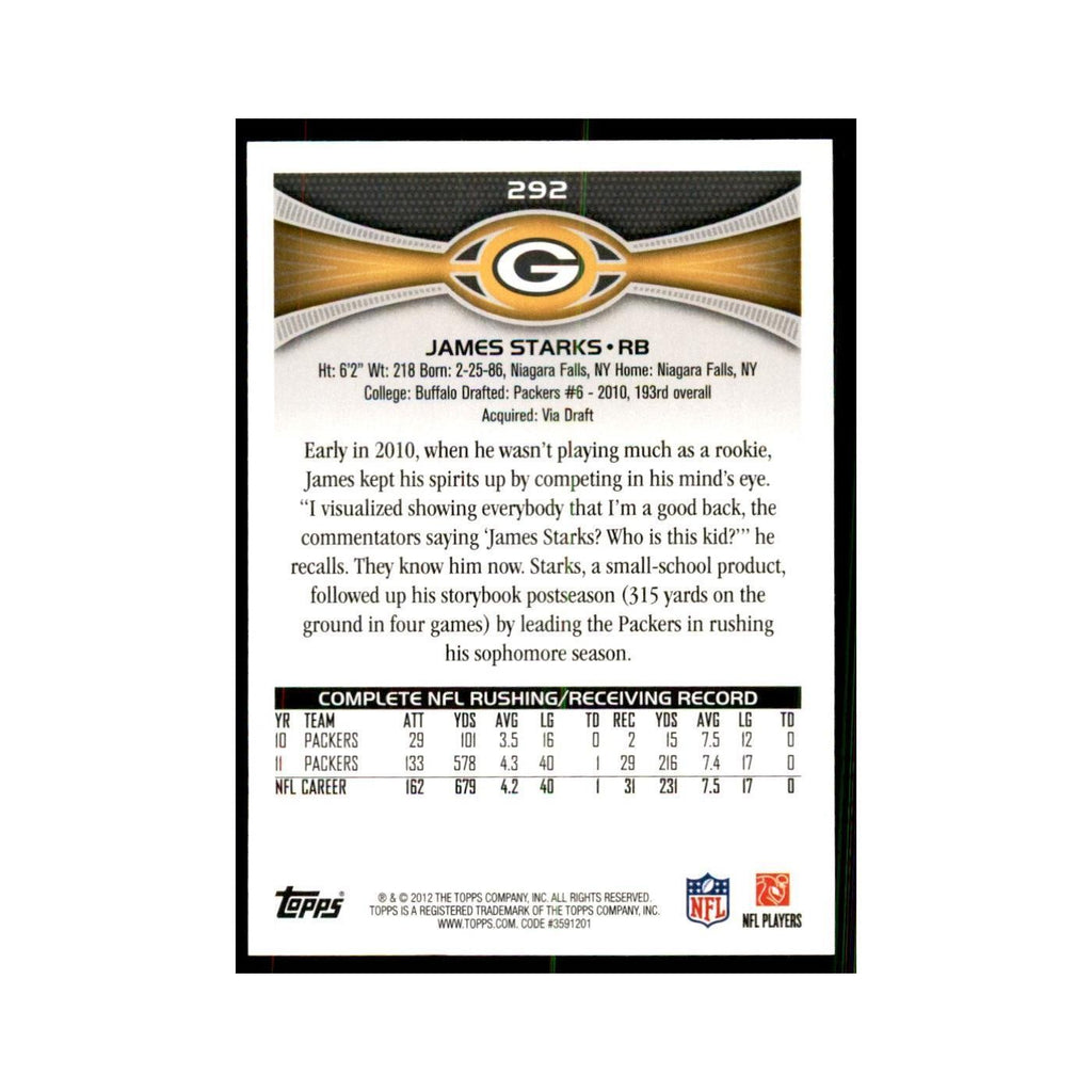 2012 Topps James Starks Football Cards #292