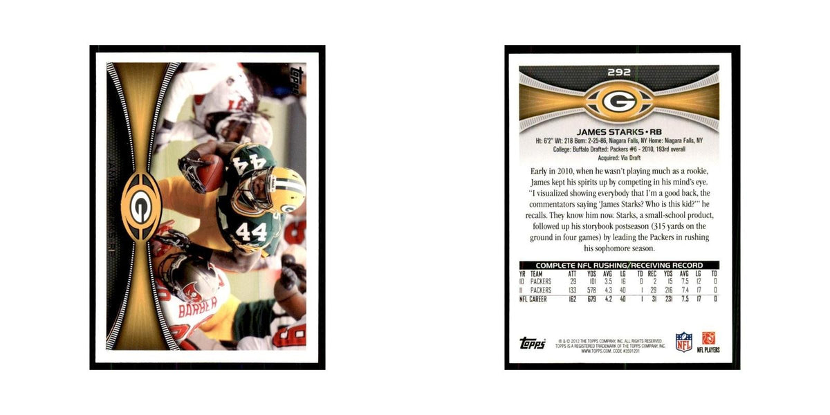 2012 Topps James Starks Football Cards #292
