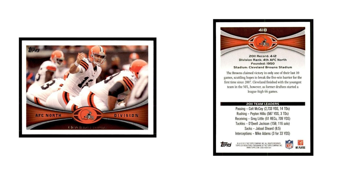 2012 Topps Cleveland Browns: Colt McCoy Football Cards #418
