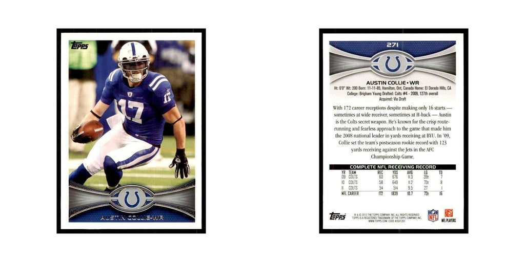 2012 Topps Austin Collie Football Cards #271