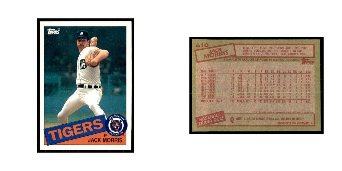 1985 Topps Jack Morris Baseball Cards #610