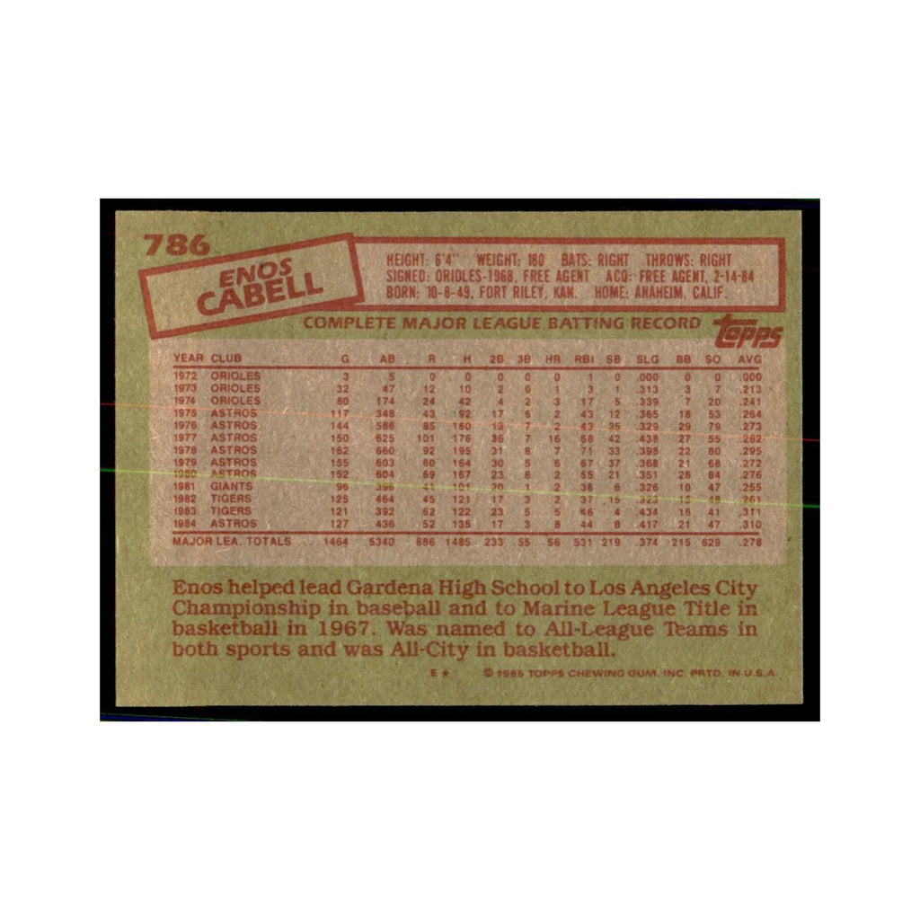 1985 Topps Enos Cabell Baseball Cards #786