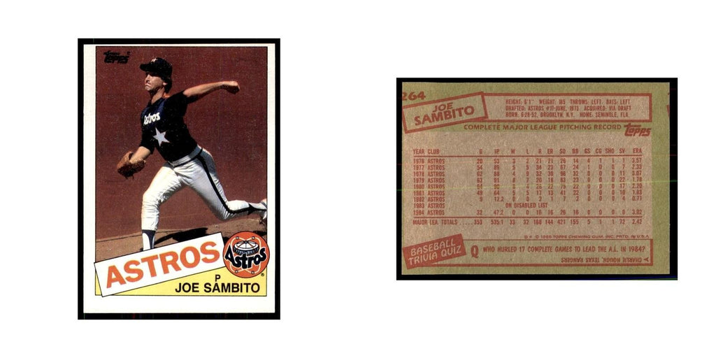 1985 Topps Joe Sambito Baseball Cards #264