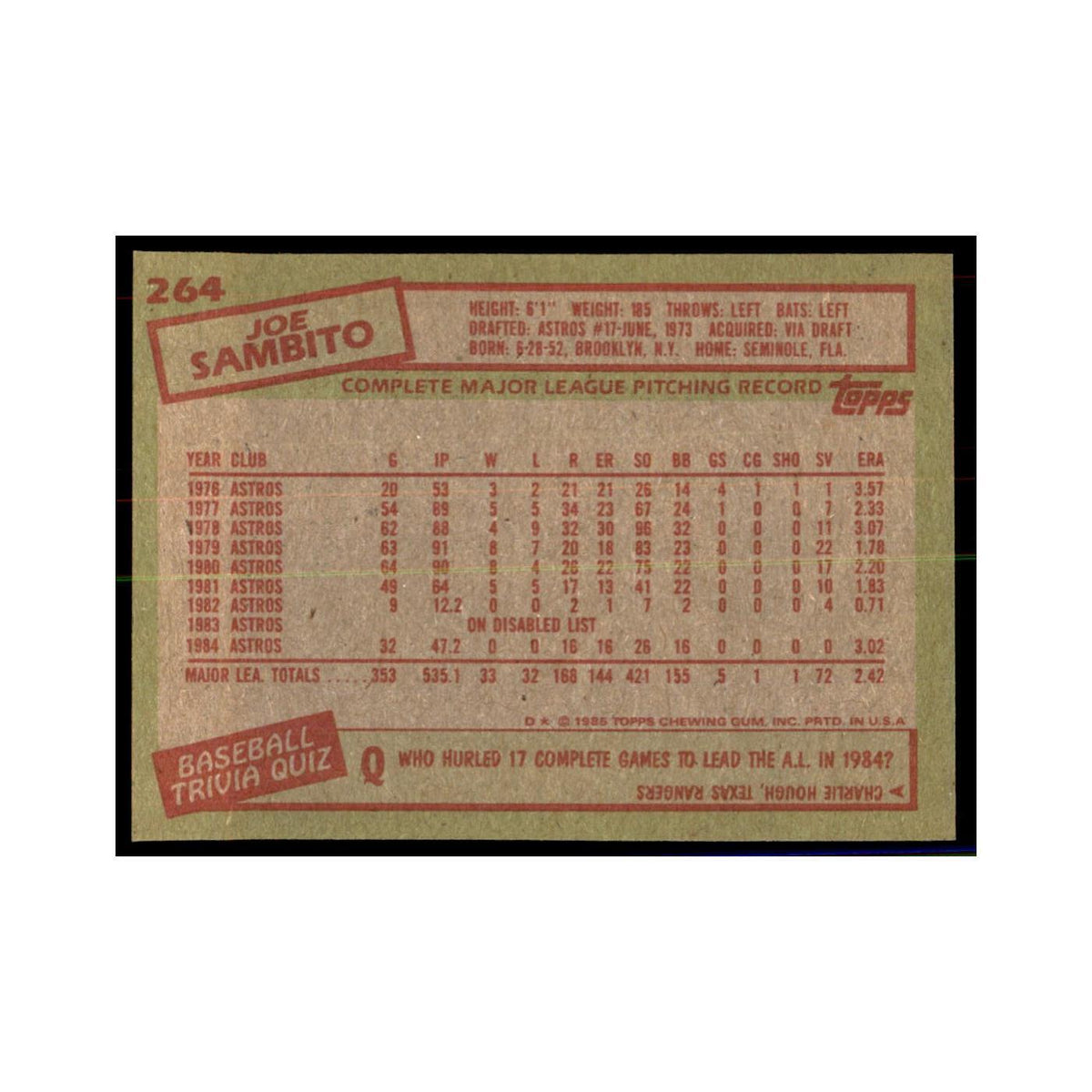 1985 Topps Carlos Rodon Baseball Cards #264