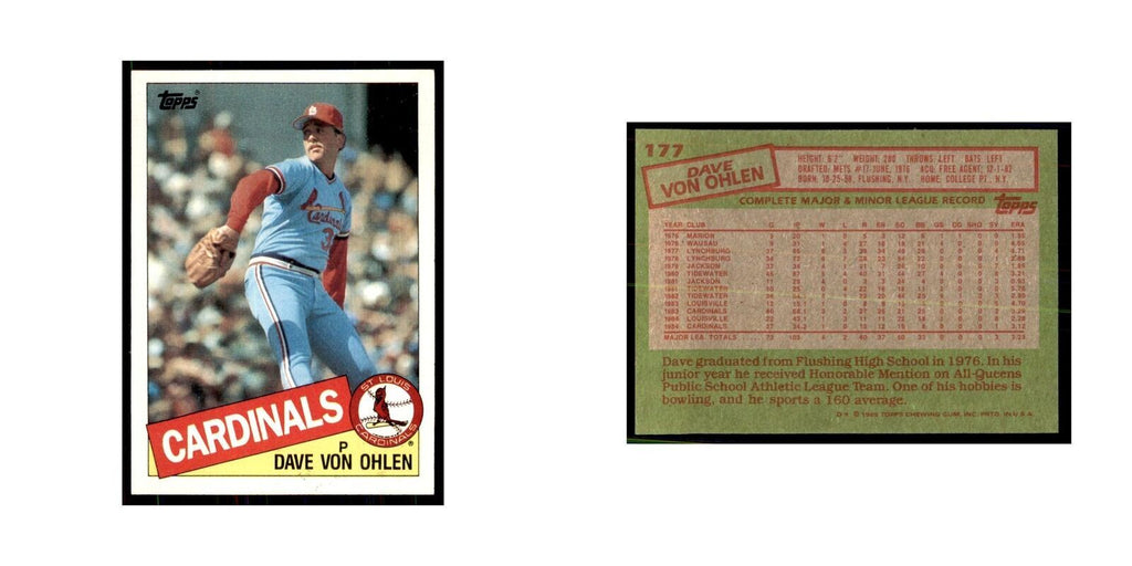 1985 Topps Dave Von Ohlen Baseball Cards #177