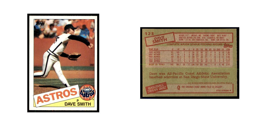 1985 Topps Dave Smith Baseball Cards #123