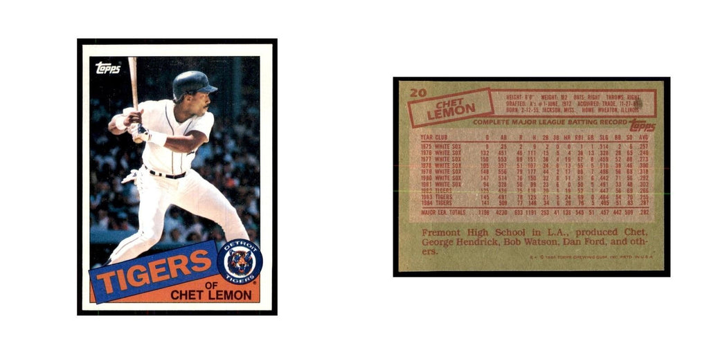 1985 Topps Chet Lemon Baseball Cards #20
