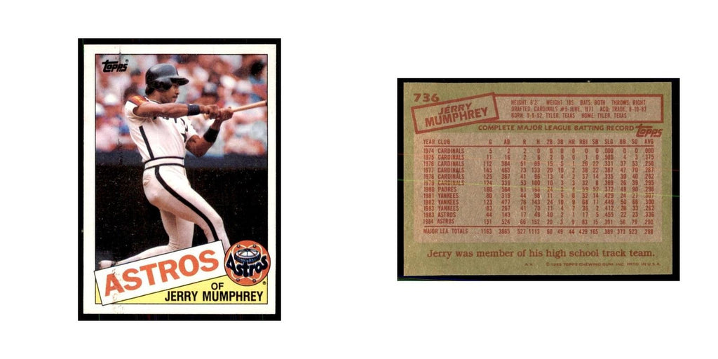 1985 Topps Jerry Mumphrey Baseball Cards #736