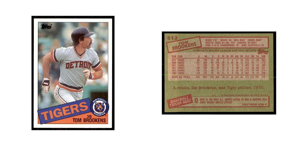 1985 Topps Tom Brookens Baseball Cards #512