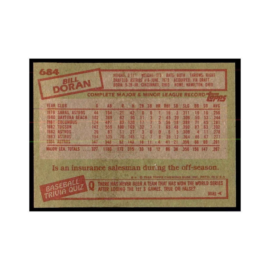 1985 Topps Bill Doran Baseball Cards #684