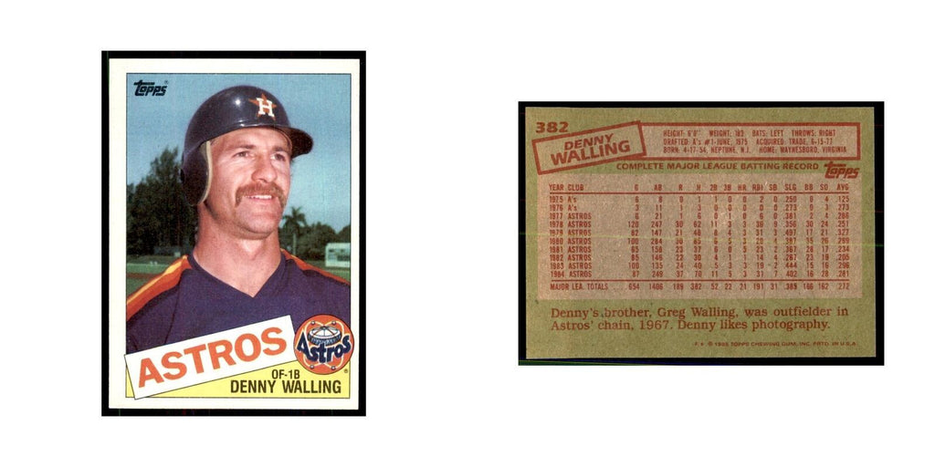 1985 Topps Denny Walling Baseball Cards #382