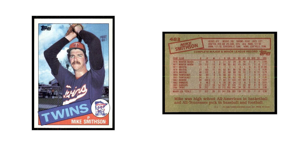 1985 Topps Mike Smithson Baseball Cards #483