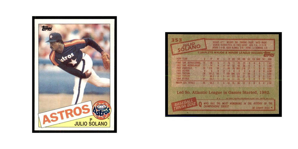 1985 Topps Julio Solano Baseball Cards #353