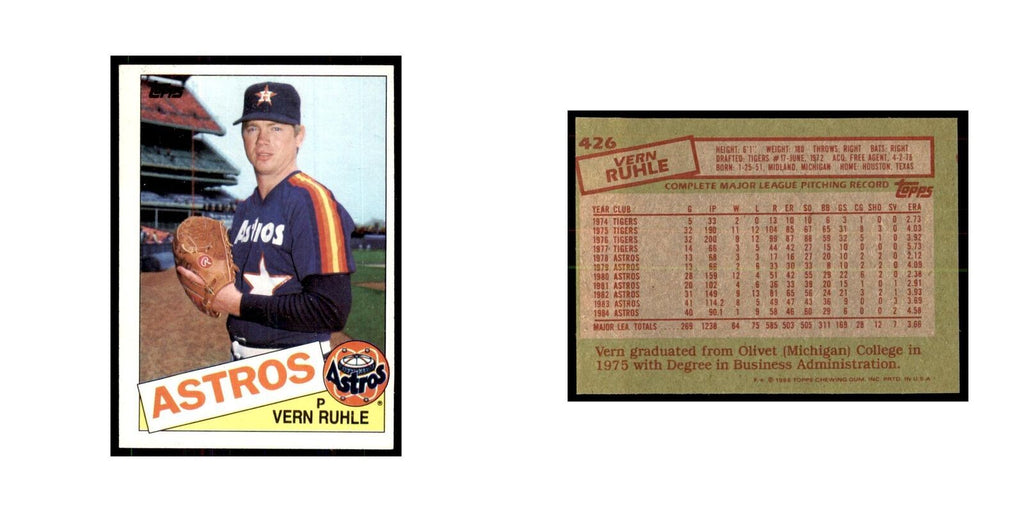 1985 Topps Vern Ruhle Baseball Cards #426