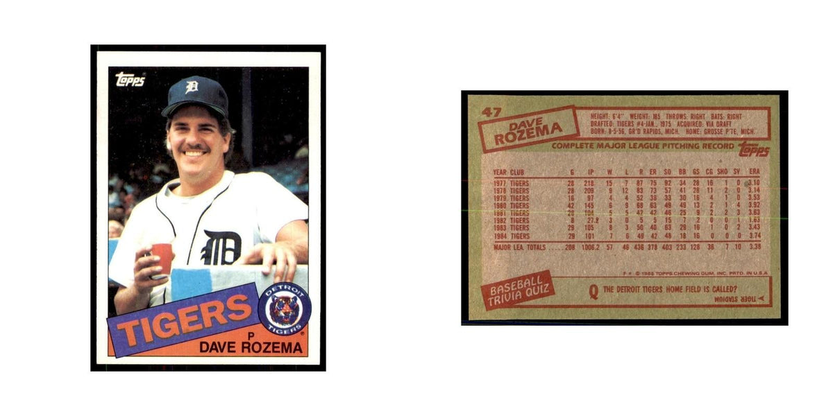 1985 Topps Dave Rozema Baseball Cards #47