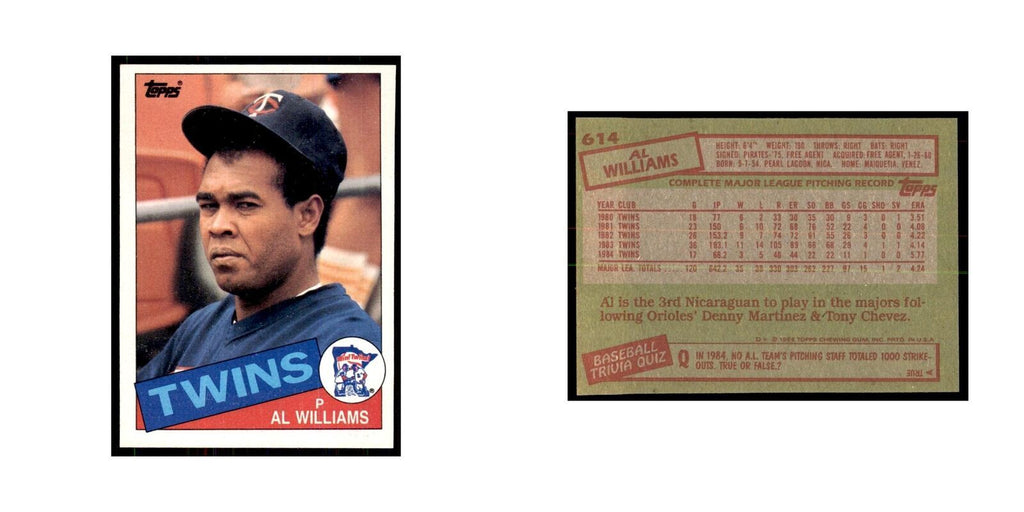 1985 Topps Al Williams Baseball Cards #614