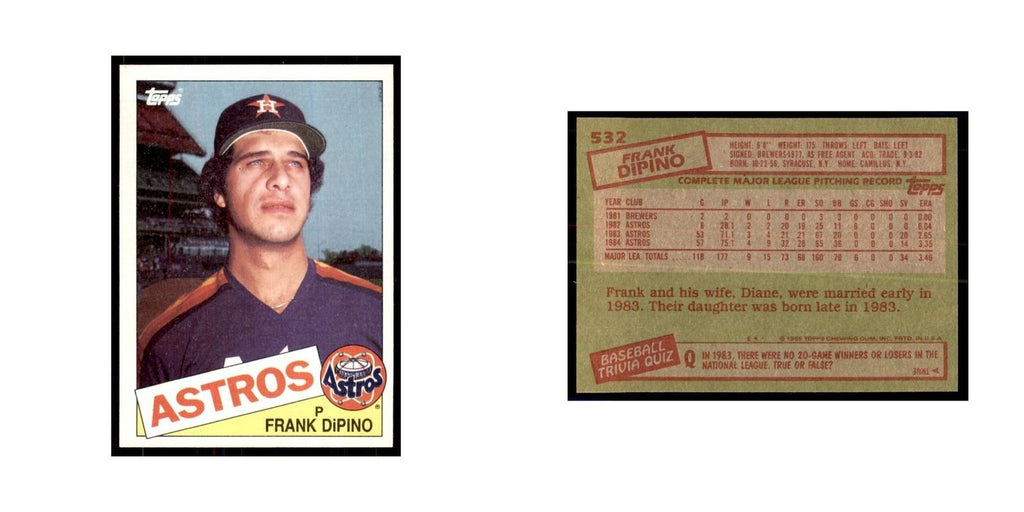 1985 Topps Frank DiPino Baseball Cards #532