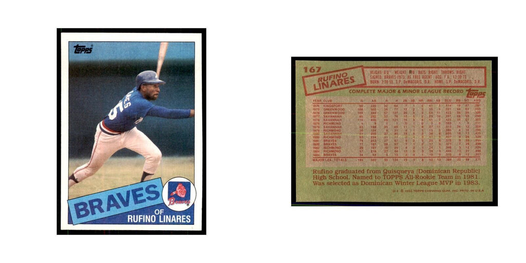 1985 Topps Rufino Linares Baseball Cards #167